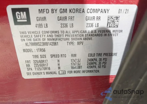 2021 Chevrolet Trailblazer Fwd Ls from USA, damaged, VIN KL79MMS23MB142061